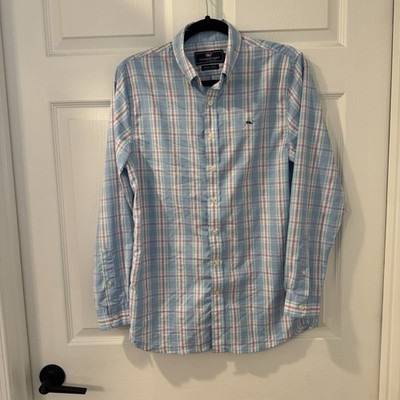 Boys Vineyard Vines Whale shirt Sz XL 18 Years Old Madras Plaid Button Down