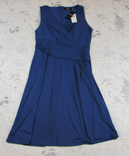 NEW LAUREN RALPH LAUREN Blue Surplice Jersey Dress Quiet Luxury Black Label 14
