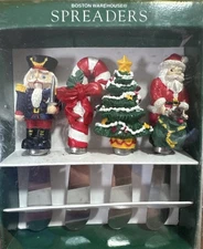 New ~ Boston Warehouse ~ Spreaders ~ Christmas ~Santa Snowman Tree ~ Set of 4