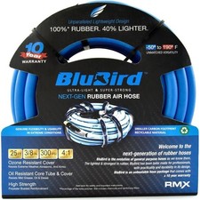 BLUBIRD BB3825 3/8" x 25' Rubber Air Hose, 100% Rubber, Lightest, Strongest