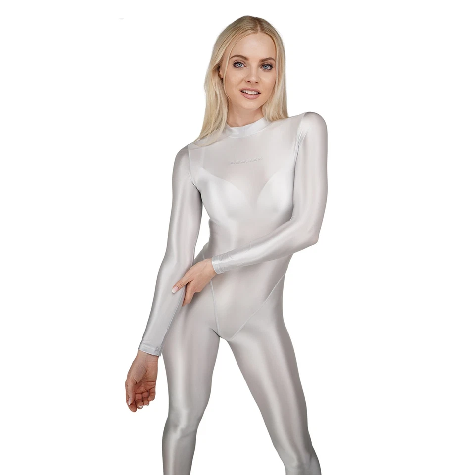 LEOHEX Damen Oily Glitzer Einteiler Overalls Bodysuit Jumpsuit Bademode Cocktail - Bild 4 von 4