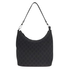 GUCCI Hobo 28335 Shoulder Bag one belt Dark Brown Silver Hardware GG canvas GG