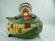 Home Trends  3 Dimensional Turkey on Ear of Corn Cookie Jar Thanksgiving Harvest