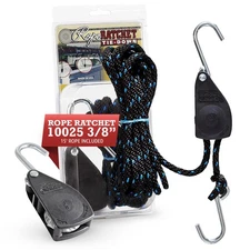 Rope Ratchet 3/8" Block and Tackle Pulley System, Adjustable Hoist for Liftin...