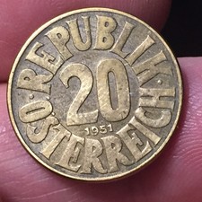 AUSTRIA - 20 Groschen 1951 - Aluminium Bronze • 4.5g • ⌀ 22mm