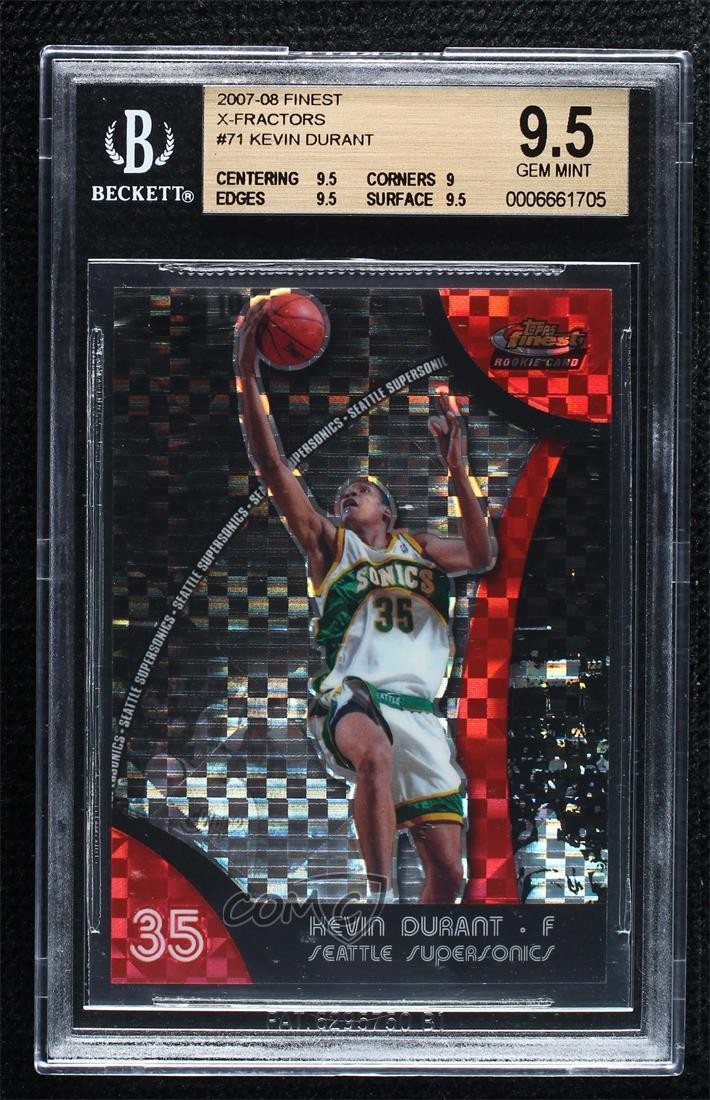2007-08 Topps Finest X-Fractor 3/15 Kevin Durant BGS 9.5 GEM MINT Rookie RC 04b0