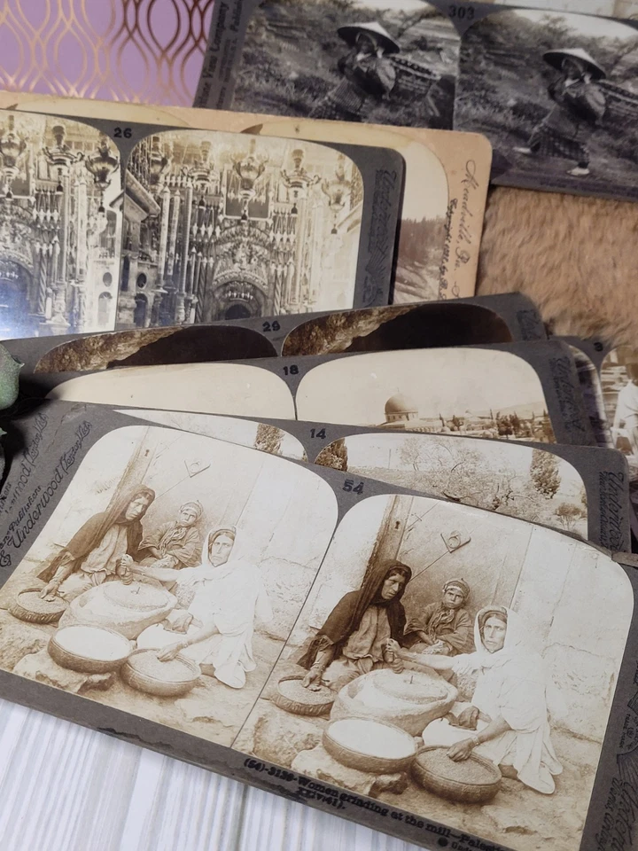 Старинный стереоскоп карты 3D Палестина религиозный Йосемити винтажный библейский - Изображение 2 из 4