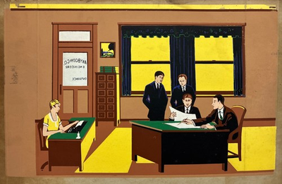 #ad Vintage Mid Century Original Silk Screen Print on Cardboard Engineering Office A $38.00