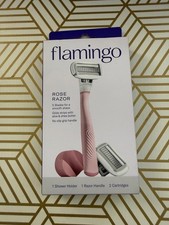 Flamingo Women's 5-Blade Manual Razor Handle and 2 Razor Blade Refills, Rose