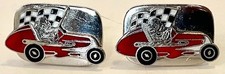 1955 Kurtis-Kraft Offenhauser Midget Vintage Red/White Cloisonne Pin Cuff Links