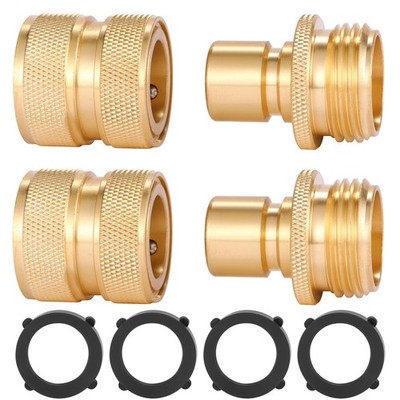 Sanpaint 3/4 Inch Brass Garden Hose Fitting Quick Connector Male and Female S...