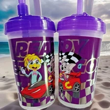 2 Chuck E Cheese Limited Racing Edition Official Celebrate Silhouette Sippy Cups