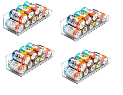 DEPENDABLE INDUSTRIES INC. ESSENTIALS 4 Pack Soda Can Holder Clear Fridge Pantry Organizer Storage Bin Drink Dispenser