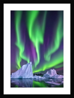Lebendige Nordlichter gerahmtes Wandbild Poster Leinwanddruck Bild