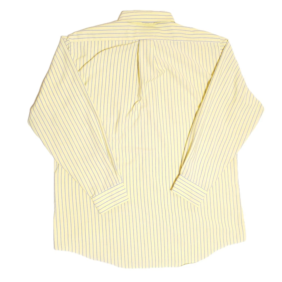 Shirt LL Bean 16 1/2 - 33 Yellow & Blue Stripe Men Button-Down Made in USA - Image 4 of 4
