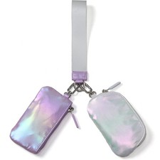Dual Pouch Wristlet Wallet for , RFID Blocking 2-Piece Keychain Coin Purse Se...