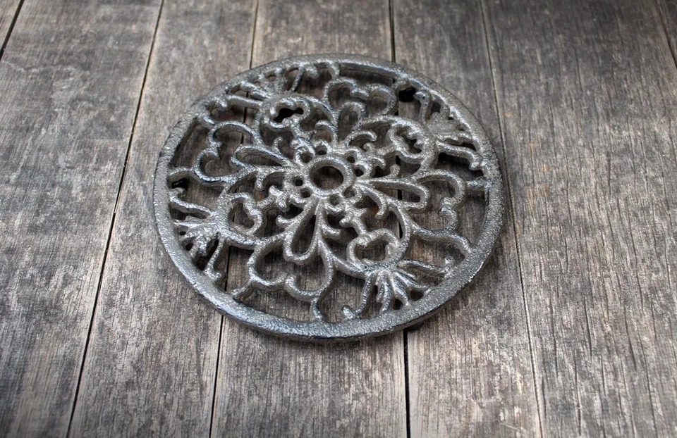 Sottovaso in ghisa rotondo 17 cm sottovaso decorazione da tavolo sottovaso da... - Immagine 2 di 3