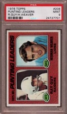 1976 TOPPS # 206 PUNTING LEADERS - RAY GUY (RARE) OAKLAND RAIDERS PSA 9 MINT