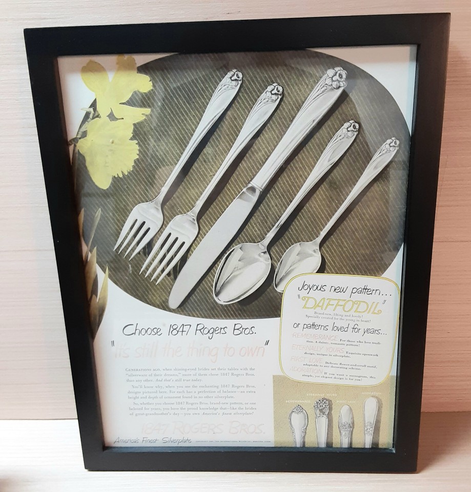 Vtg 1847 Rogers Bros AntiTarnish Silverware Storage Box w/Framed 1951