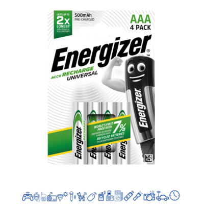 4 x Energizer 500mAh Universal NiMh Akku Accu AAA Micro HR03 1,2V DECT Telefon  