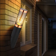 Außenwandlampe Wandlampe Fackelleuchte Außenlampe Edelstahl Kupfer rauch H 41cm