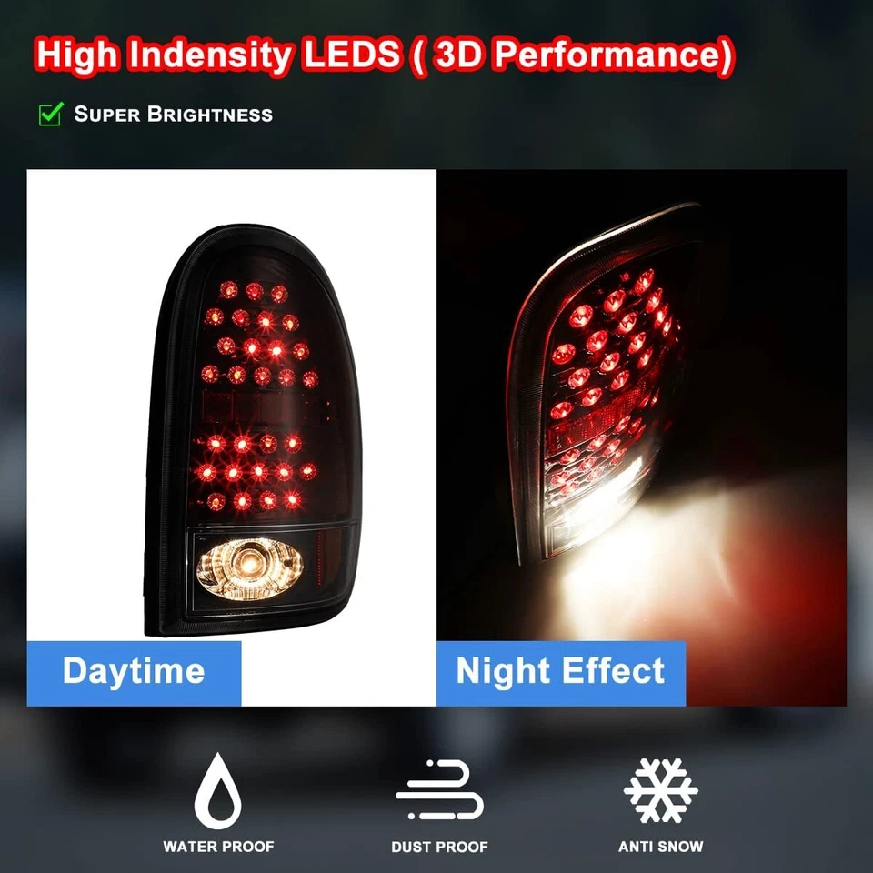 LED Tail Lights for 98-03 Dodge Durango 96-00 Caravan Rear Lamp Black Smoke Pair Foto 4 de 4