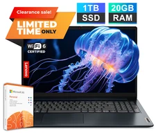 2025 Lenovo IdeaPad Laptop 15.6" Intel Dual-Core, 20GB RAM 1TB SSD, 1-Yr MS 365
