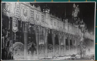 Alte Postkarte London Selfridges Fassade Mit Flutlicht