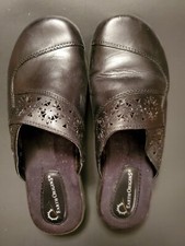 Earth Origins Janie Black Leather Clogs Womens US Size 8M, Preowned