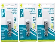 Trim Fingernail Clipper With File 1 ea (Pack of 3)