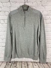 Michael Kors Mens Large Gray Classic Pullover 1/4 Zip Cotton Sweater NWT