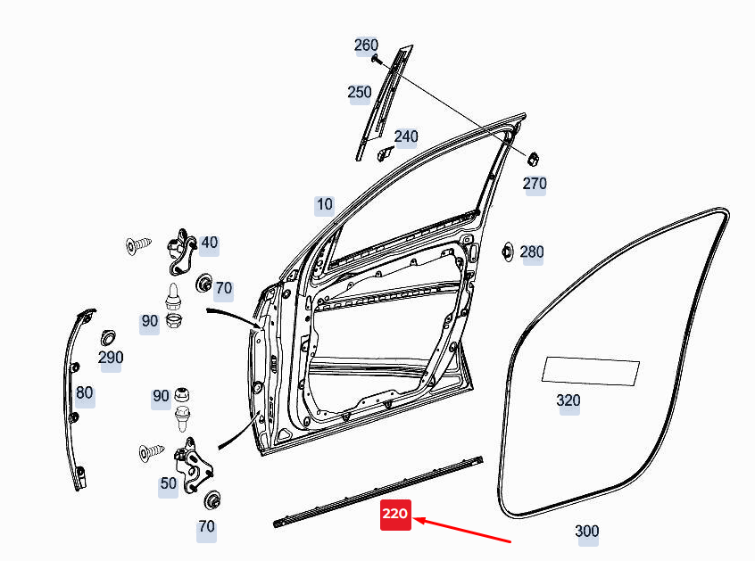 MERCEDES-BENZ GLE W167 Türabdeckleiste vorne rechts unten A1676981000