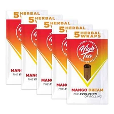High Tea Wraps MANGO DREAM Flavor 25 Natural Herbal Wraps Total (5 Pouches)
