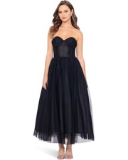 Betsy Adam Black Bustier Bodice Mesh Gown Size 4 299