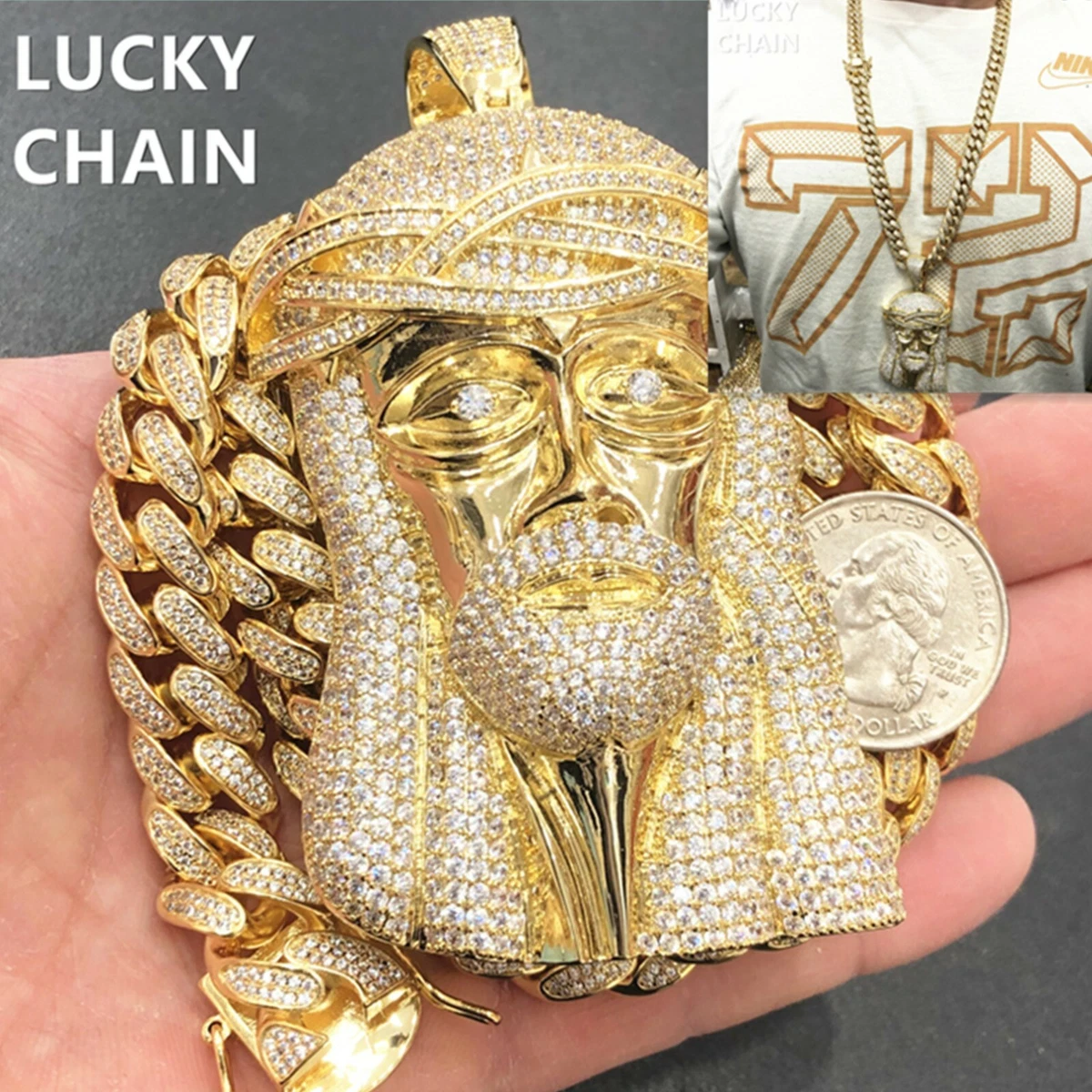 Jesus face gold chain deals