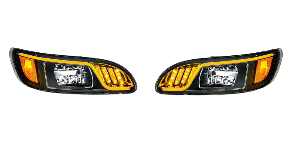 Par de faróis blackout de LED com sinais de seta LED duplos para Peterbilt - Imagem 2 de 4