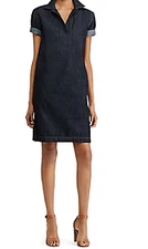 Ralph Lauren Women's Navy Denim Cotton Shift Dress, L