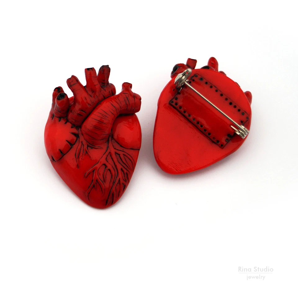 Broche Rojo Pin Corazón Anatómico Regalo Halloween para Enfermera Estudiante de Medicina Anatomía Foto 3 de 4