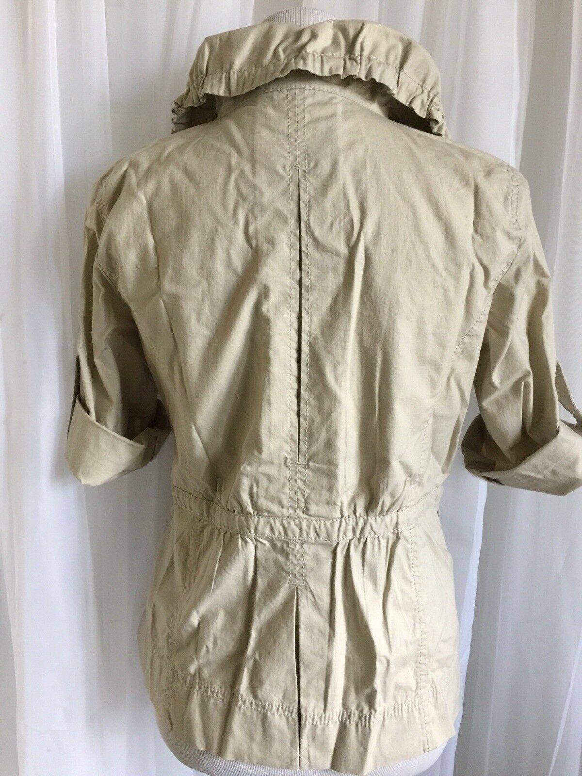 Ann Taylor Loft Tan Drawstring Button Front Light… - image 5