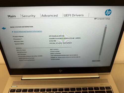 HP EliteBook 840 G6 i5-8365U 1.60GHz 8GB RAM 256GB NVMe 14 in 1920 x 1080 - Picture 13 of 22