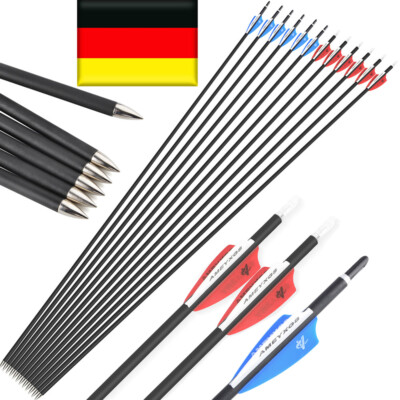 12X 32 Zoll Carbon Pfeile Zielpfeile Spine 1000 Bogenschießen Recurvebogen Jagd