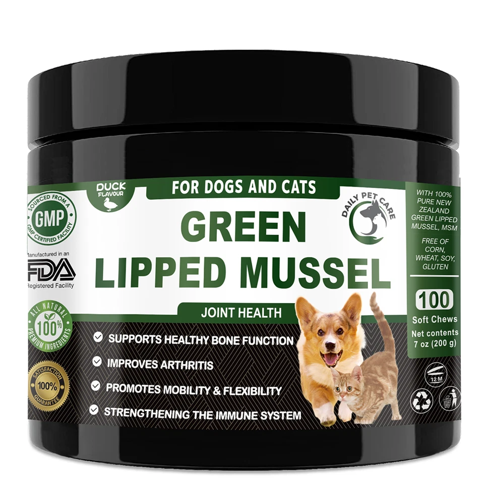 DAILY PET CARE Green Lipped Mussel for Dogs Cats | Joint Care Supplement | Anti-Inflammatory