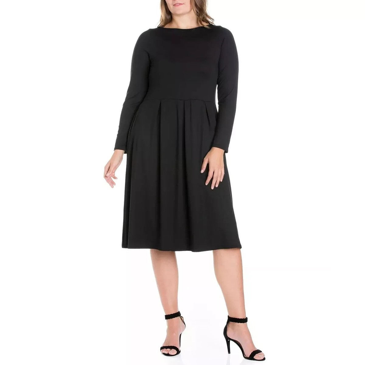 knee length dresses for ladies Rae Modest Midi in Black XLarge
