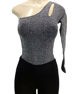 BEBE Asymmetric Lurex Bodysuit Size M/L NWT FAST FREE SHIPPING