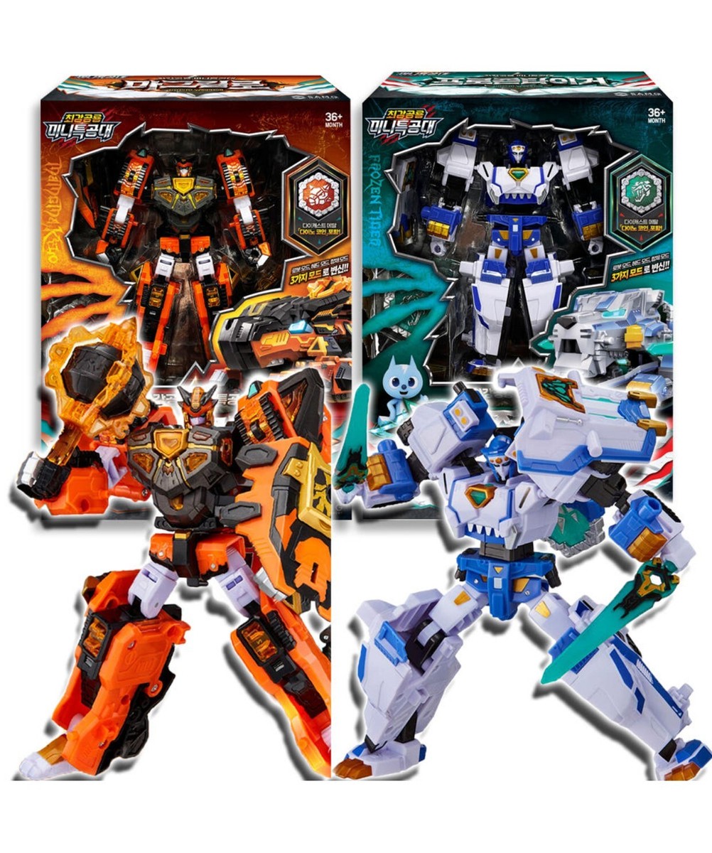 Miniforce Dinoid Warrior FROZEN TIGER + MAGMAKYLO Set Transformer