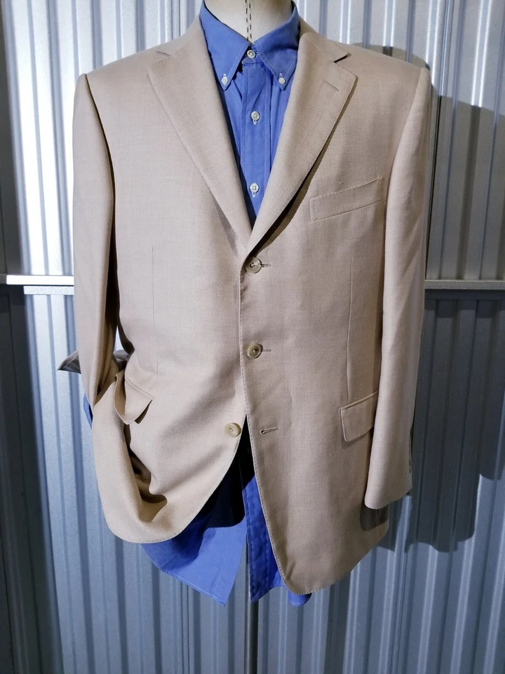 Abrigo Chaqueta Deportiva Blazer ERMENEGILDO ZEGNA LANA SEDA CAMEL Texturizado Marrón 52 42R Foto 3 de 4