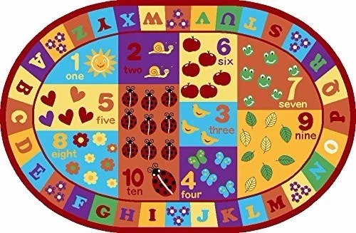 Kids ABC Educational Alphabet Letter Numbers Anti Skid Oval Area Rug - 740 - Image 3 of 4