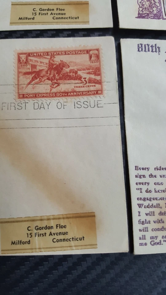 4 Lot: US Stamps 1940 First Day Of Issue 80th Anniversary of The Pony Express - Image 4 of 4