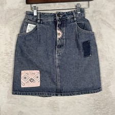 Vintage Guess Denim Mini Skirt By George Marciano Size 29 Patches