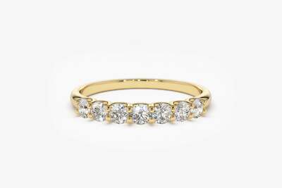 Diamond Memory Gold Ring 7 Diamonds 0.42 Carats in 585s 14K IGL All Sizes